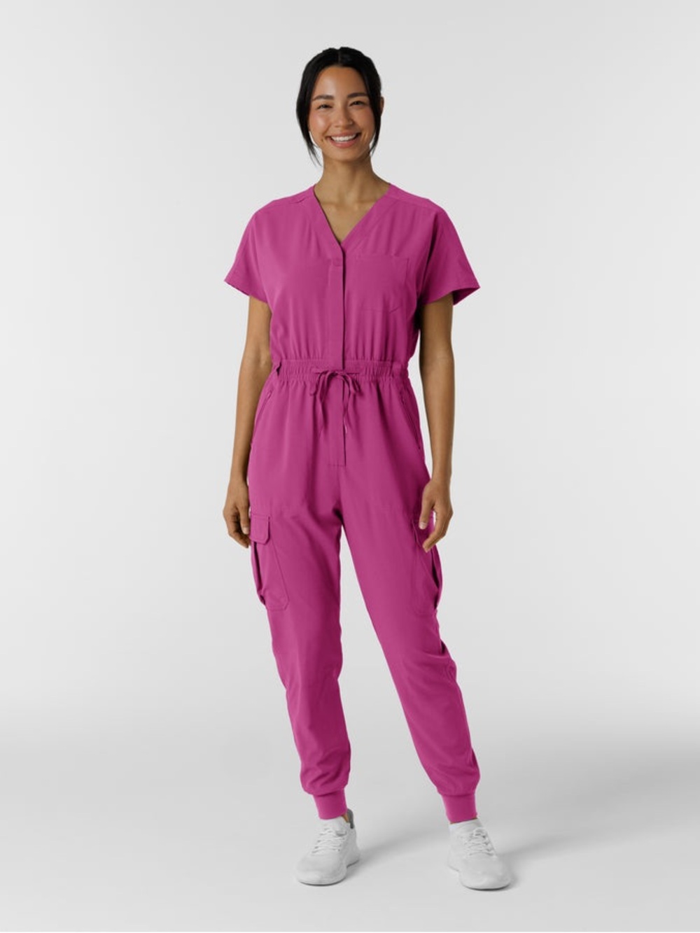 Wink Renew V-Neck Jumpsuit in Bright Fuchsia, Raspberry, Size XL Women's